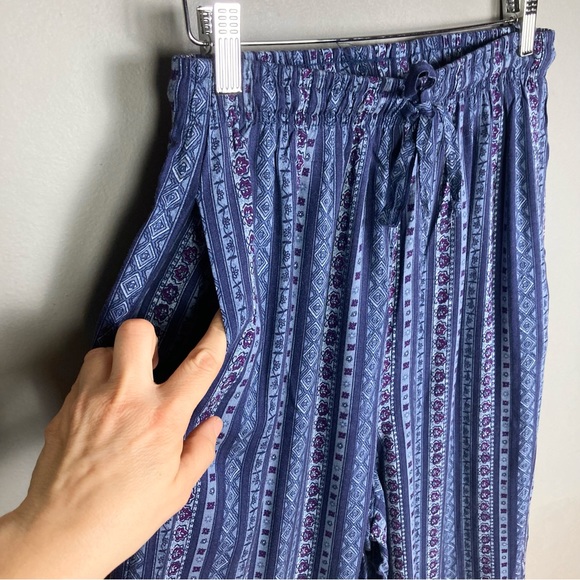 Vintage baja pajama pants medium patterned indigo loose fit lagenlook - Picture 8 of 11